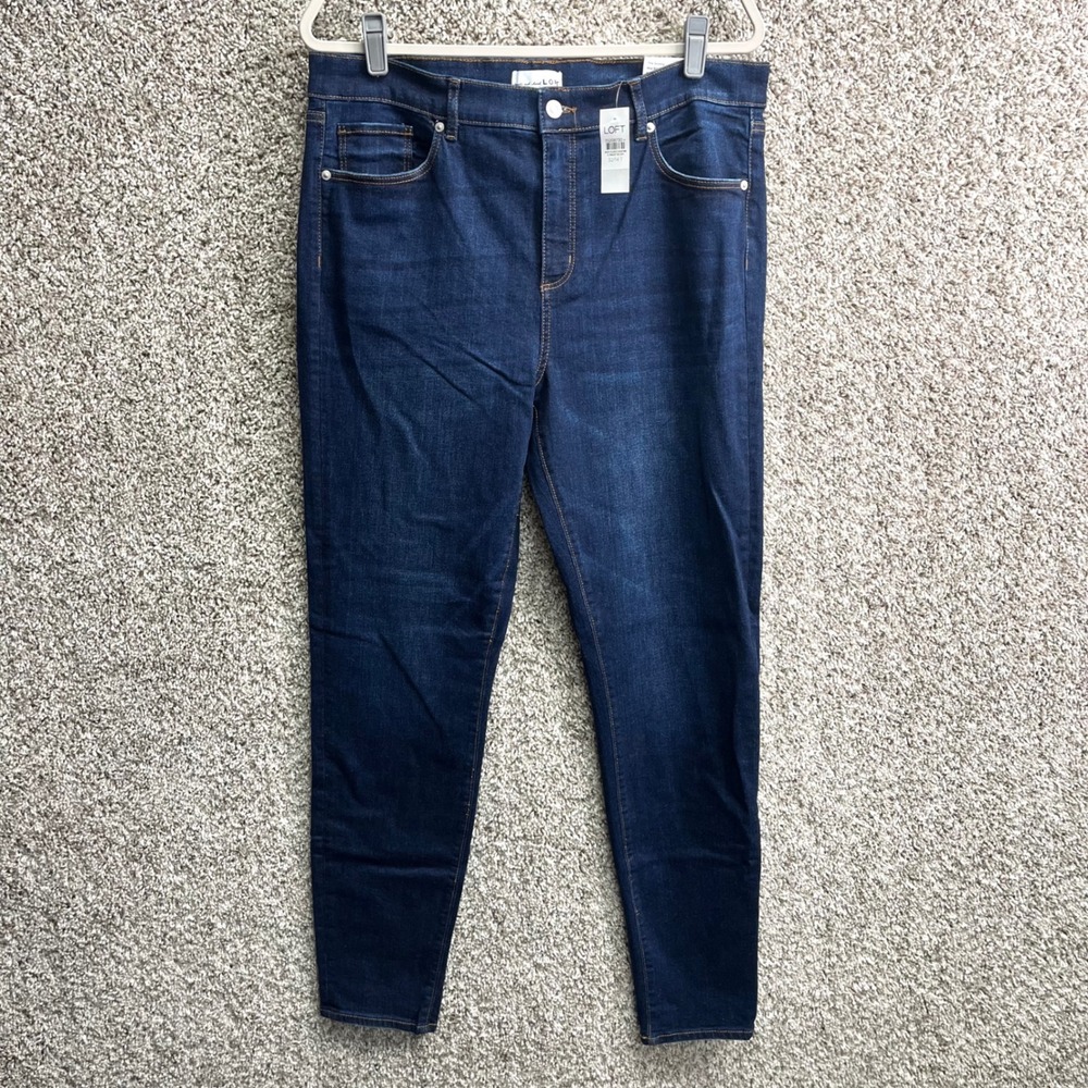 Loft Jeans Women's 14 Tall Dark Wash Mid Rise The Skinny NWT